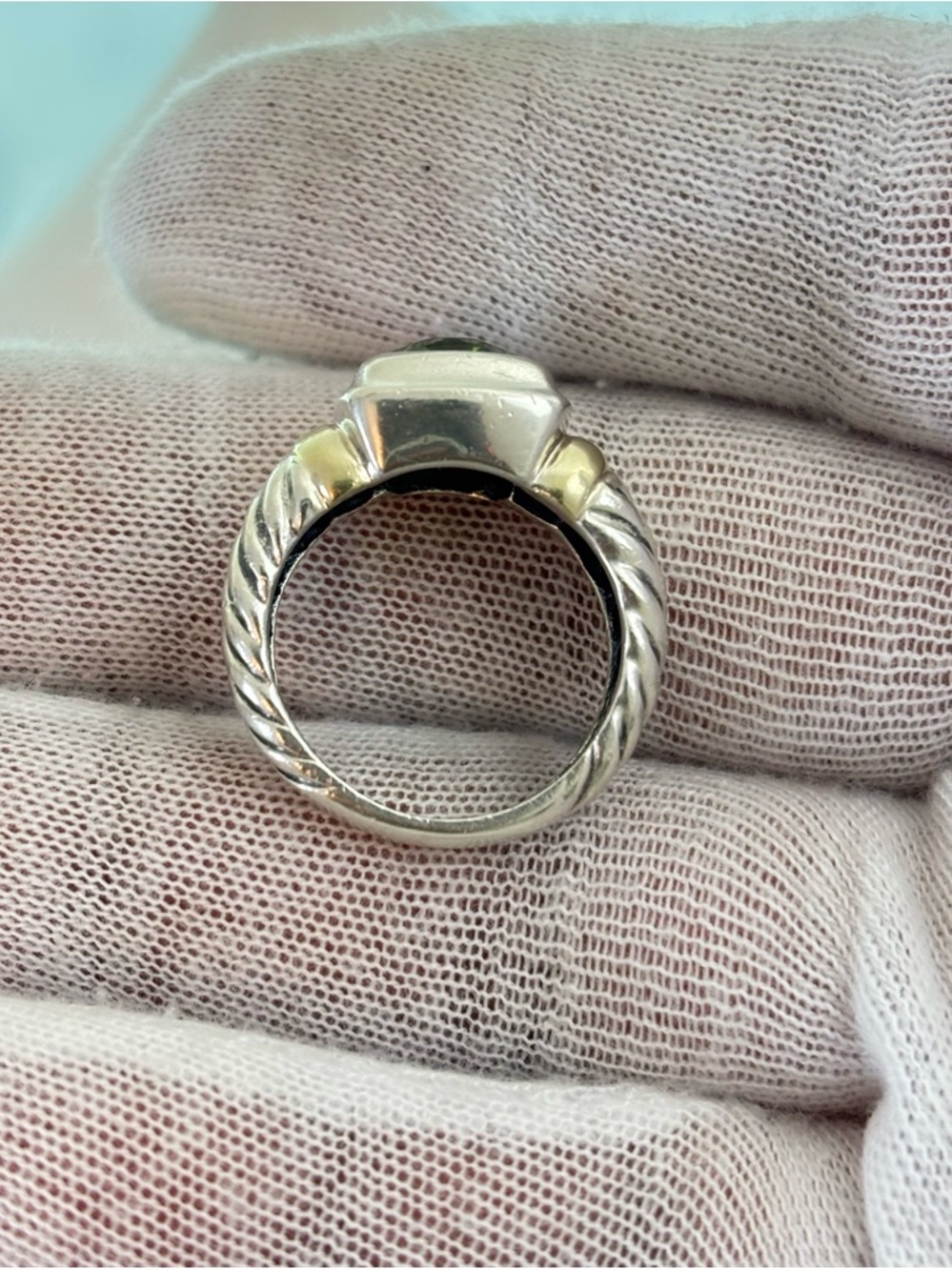David Yurman 925 & 14k Gold Albion Ring with Peridot 6 - Picture 4 of 10